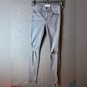 Madewell Gray Ripped Skinny Jeans